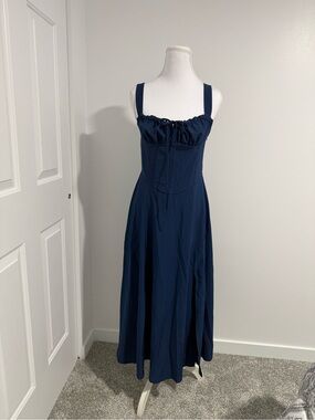 Navy Ruffled Bust Maxi Dress - Women's